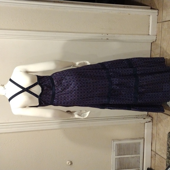 Tommy Girl Juniors Size L Blue Tiered Maxi Length Sundress-Y2K Beach Resortwear - Picture 6 of 10